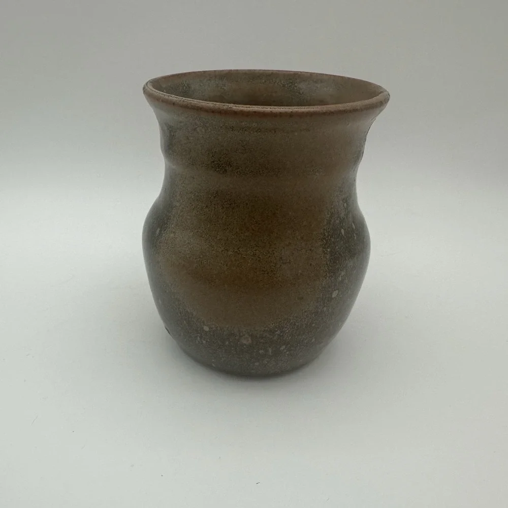 Studio Small Modern‎ Patterned, Glazed, Pottery Vase Brown 5.5